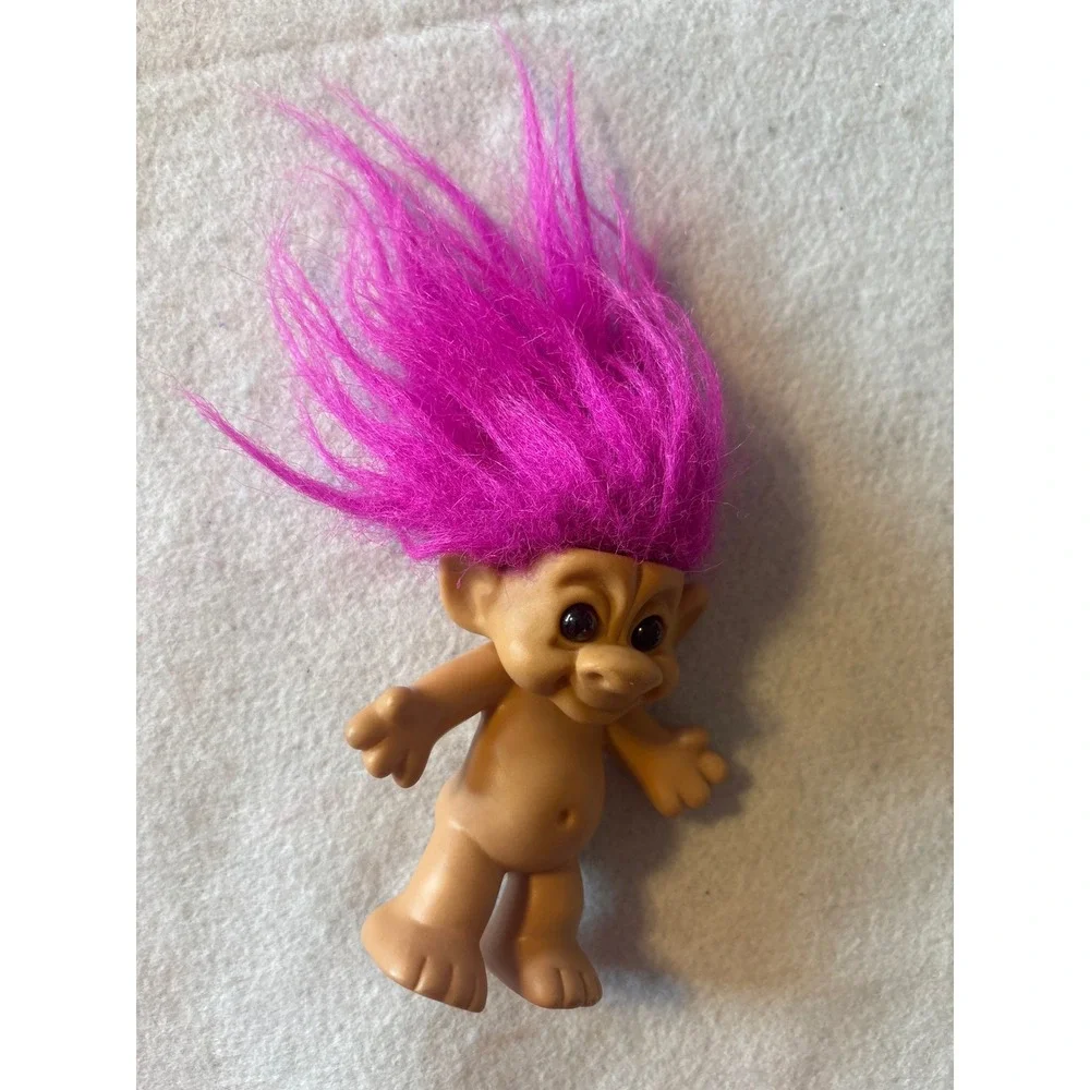 Vintage Forest Troll Doll Purple Hair 3 Inch Vinyl Figure 90s Collectible